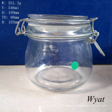 550ml 19oz Glass Clamp Storage Jar Glass Clip Jar for Sundries Wholesale